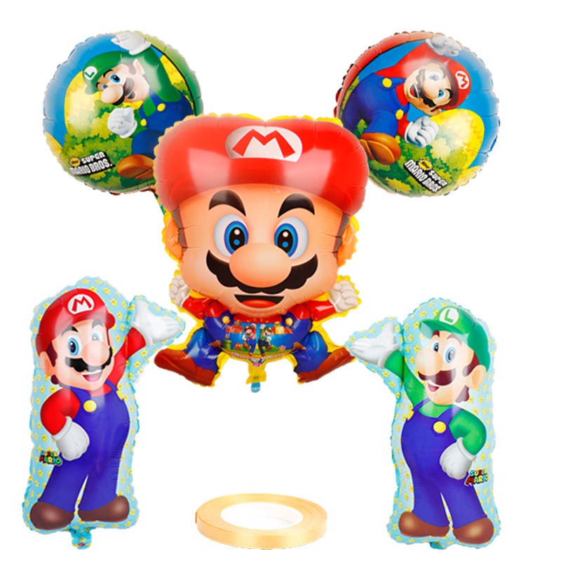 Set 9 Bong Bóng Hình Super Mario Trang Trí Tiệc Sinh Nhật Mới