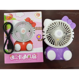 [ACASE] Quạt mini cartoon fan Mèo Đeo Nơ pin sạc