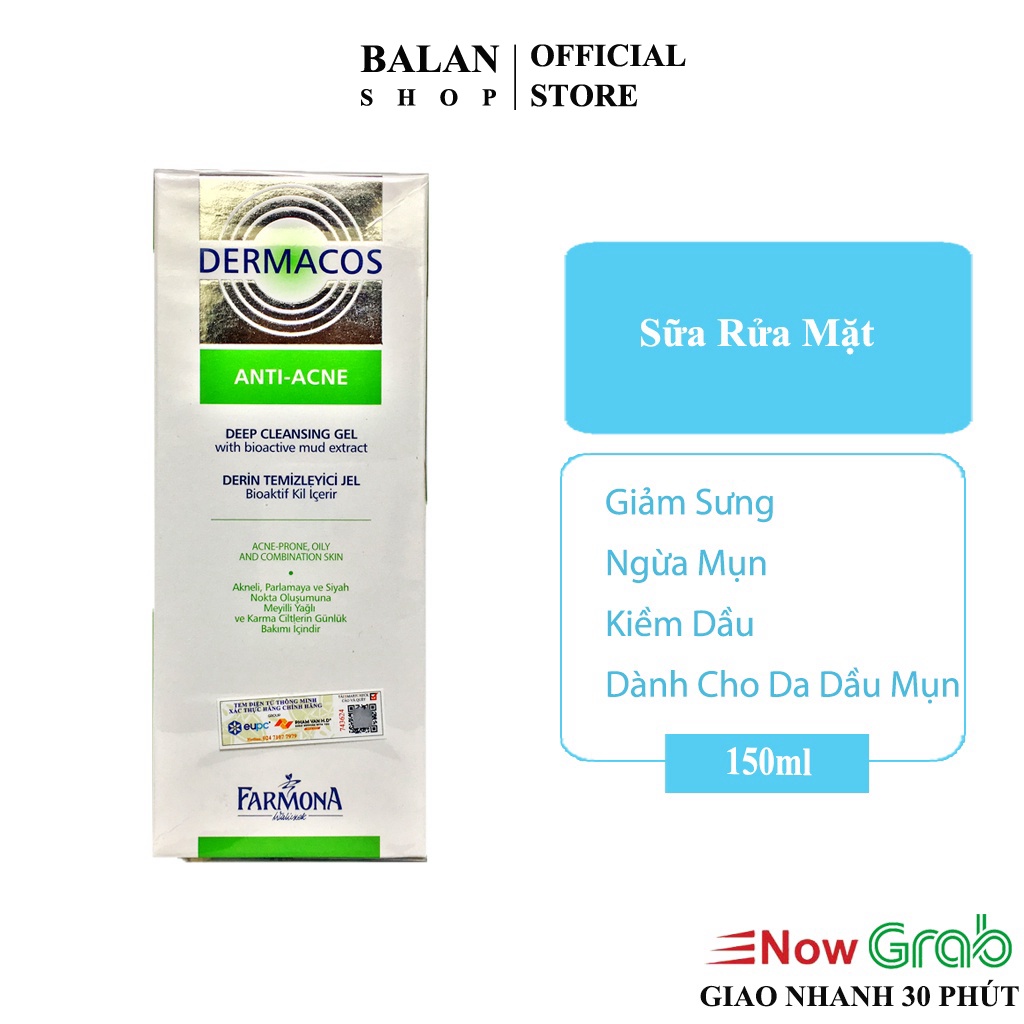 Sữa Rửa Mặt Dermacos Giảm Viêm Ngừa Mụn - DERMACOS FARMONA 150 ml