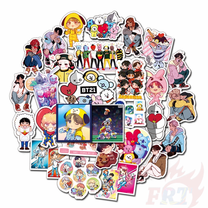 ❉ BT21 BTS Giấy và decal dán tường ❉ 50Pcs/Set KPOP Mixed Luggage Laptop Skateboard Doodle Stickers