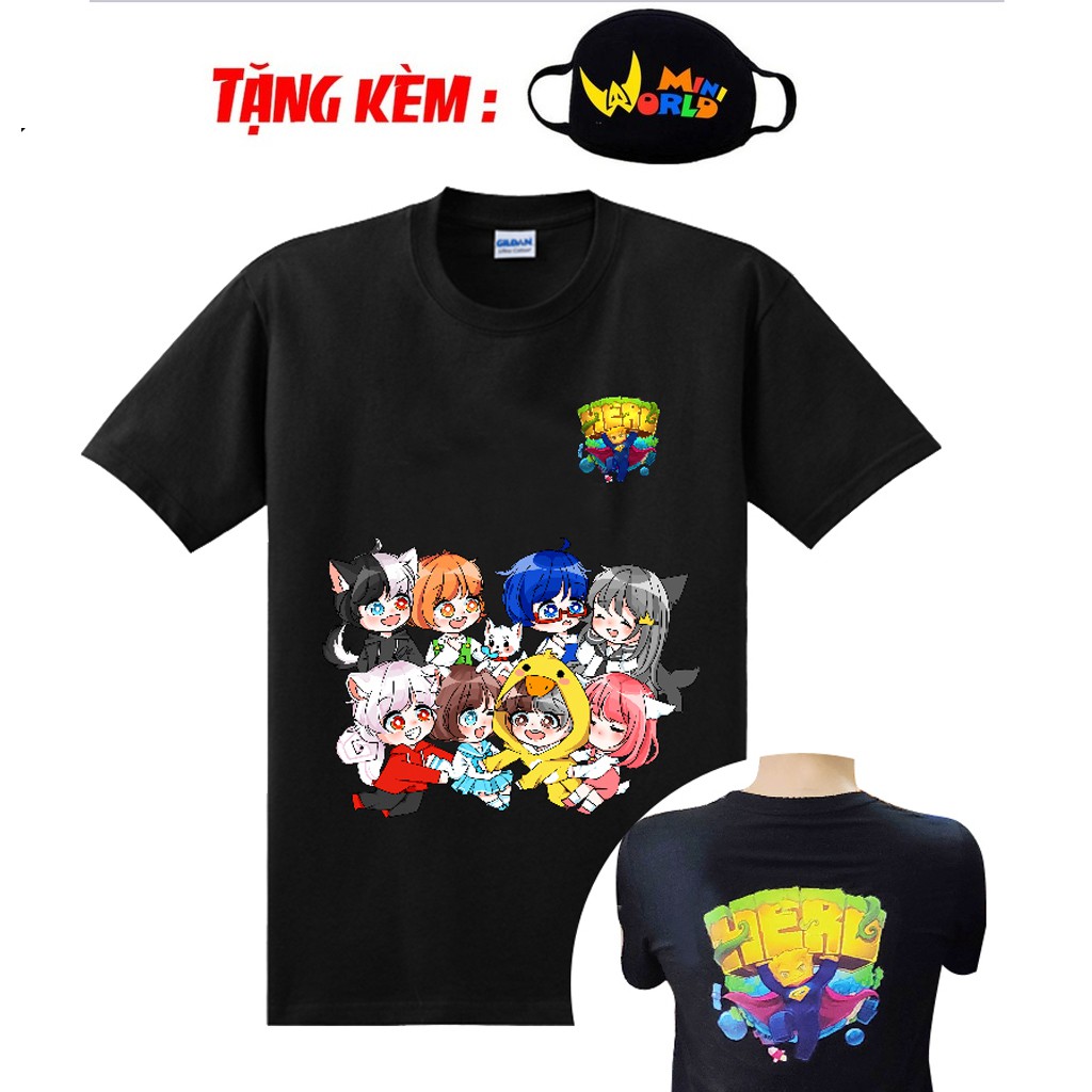 (SALE MẠNH) Áo hero team - áo thun Mini world màu đen mẫu mới cực chất kèm khẩu trang