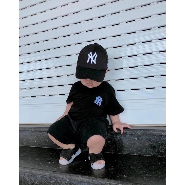 Áo thun bé trai bé gái nam nữ unisex, áo phông gia đình tay lỡ NEW YORK 100% cotton trắng/đen - Samyy_vn