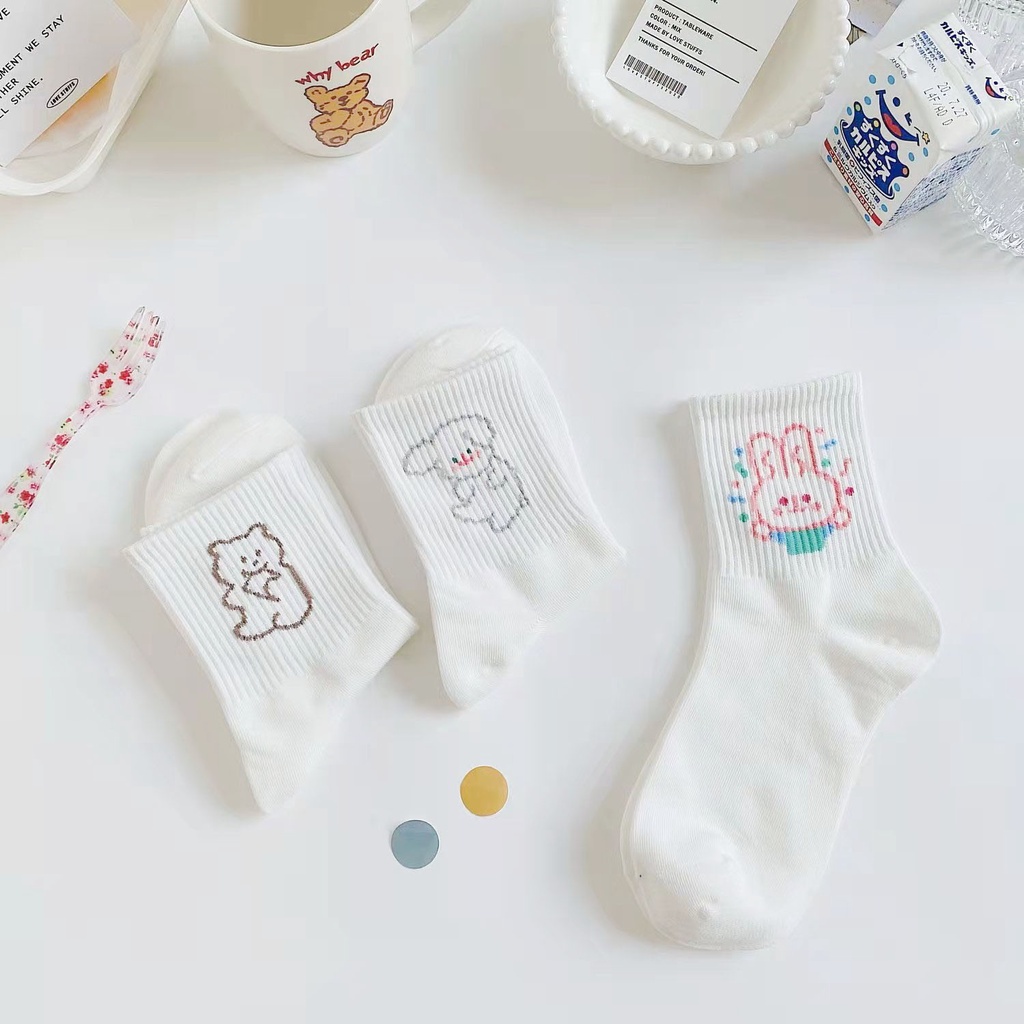 Vớ Cao Cổ Màu Trắng Phong Cách Hàn Quốc Dễ Thương Cho Nữ