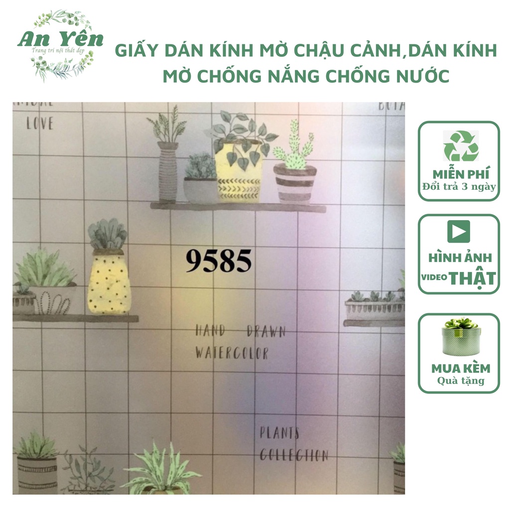 Giấy dán kính mờ chậu cây cảnh khổ 90,decal dán kính mờ chống nắng chống nước