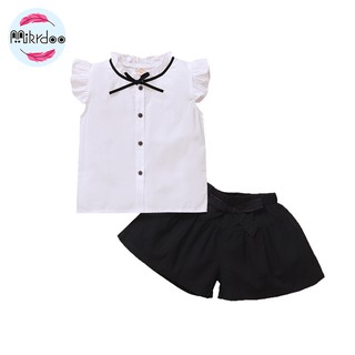 Set Đồ 2 Món Mikrdoo Gồm Áo Tay Ngắn Đáng Yêu + Quần Đùi Xinh Xắn Hợp Thời Trang Cho Bé Gái