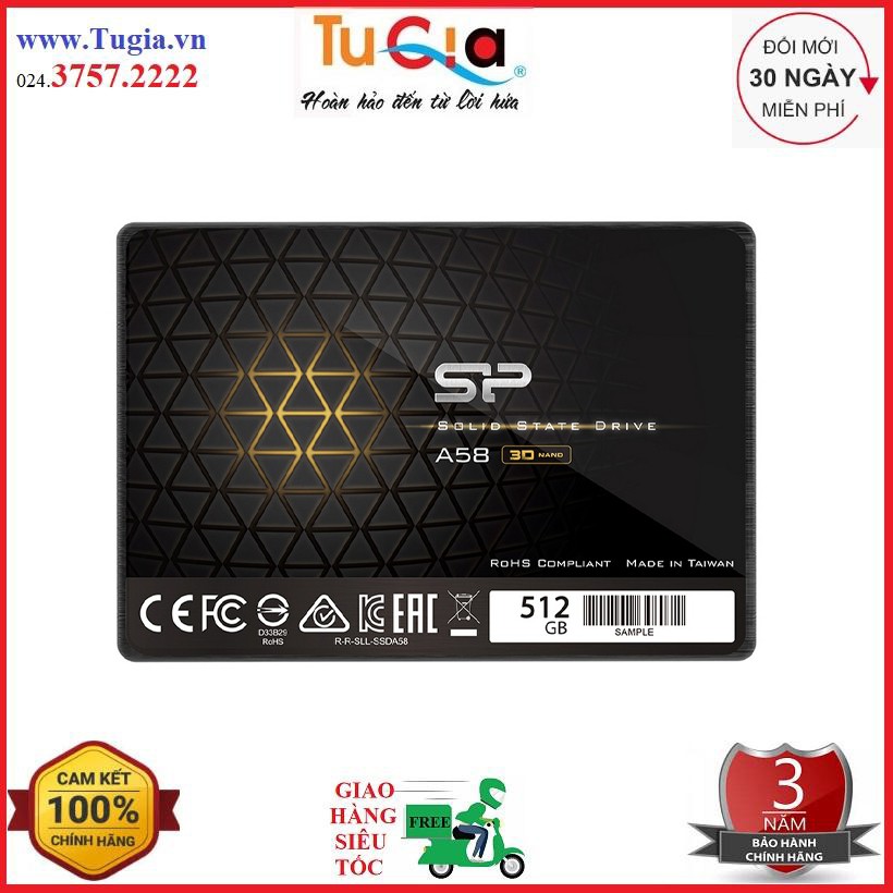 Ổ cứng gắn trong SSD Silicon Power 2.5&quot; SATA III A58 512GB TLC std Hàng chính hãng