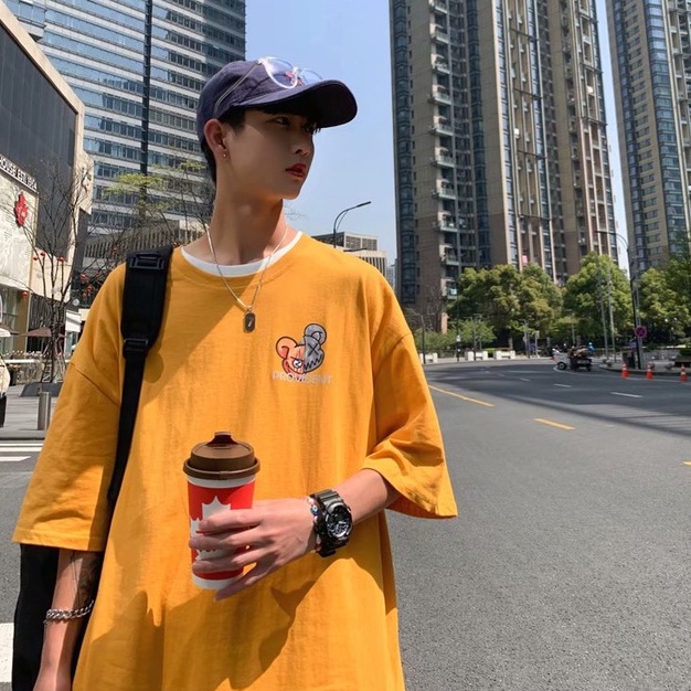 cotton ifashion Áo thun simple anime phong cách Hàn Quốc unisex áo thun nam  áo phông rộng oversize áo thun kiểu nữ streetwear đen      trắng áo thun thể thao &quot;retro áo thun tay lỡ