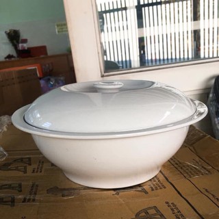 Thố sứ trắng có nắp cao cấp ĐK 23cm