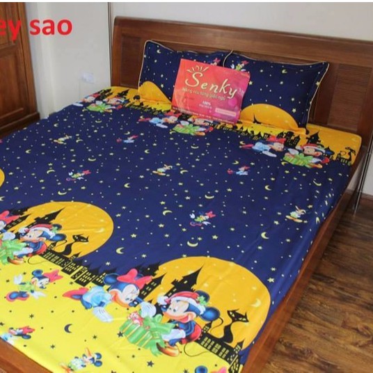 Bộ Ga gối Cotton Poly 3 Món Mẫu Chuột Micky