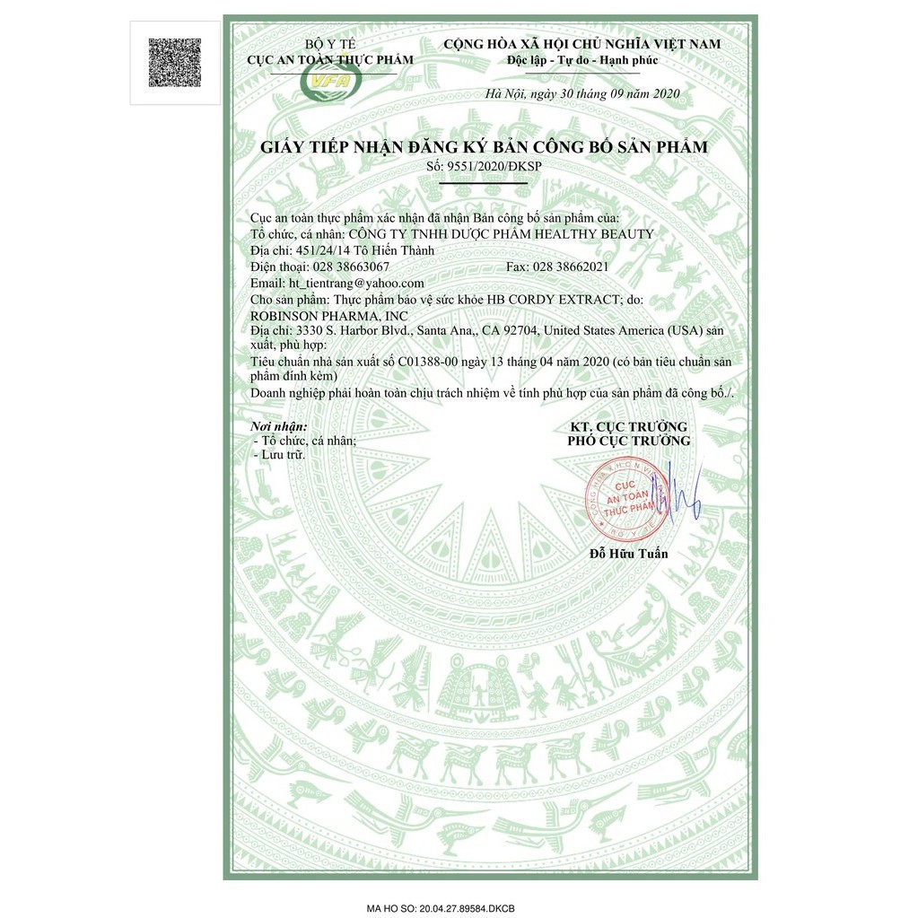 Viên đông trùng hạ thảo Cordyceps HB Cordy Extract lọ 60 viên - Bồi bổ cơ thể, ăn ngủ ngon