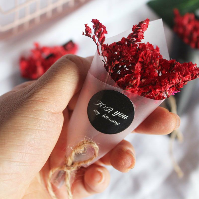 Bó hoa khô mini 12cm trang trí hộp quà trang trí bánh kem, quà lưu niệm quà tặng 8/3 hoa bi khô hoa vĩnh cửu
