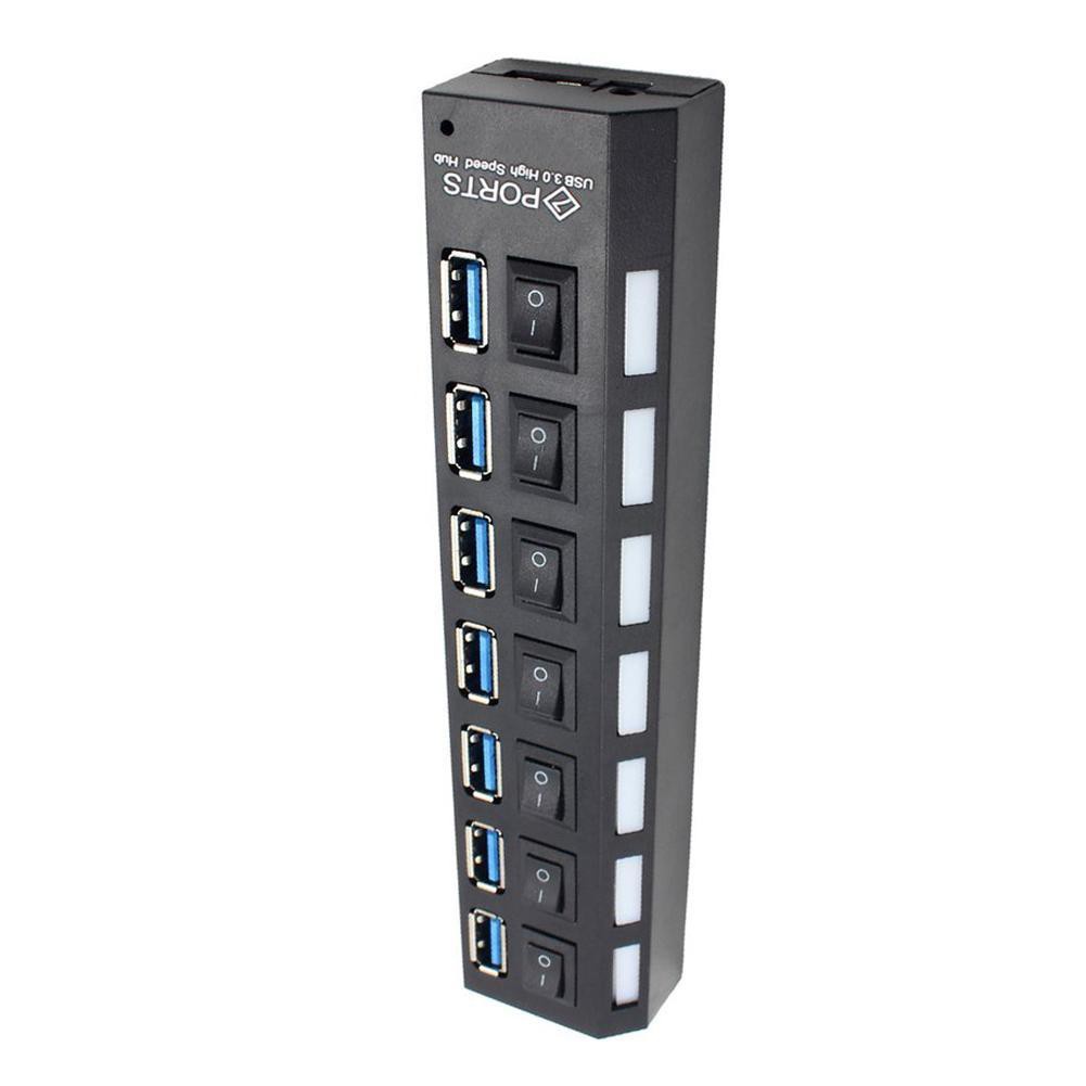 USB 3.0 Hub With Separate Seven Ports Compact Lightweight Power Adapter Hub