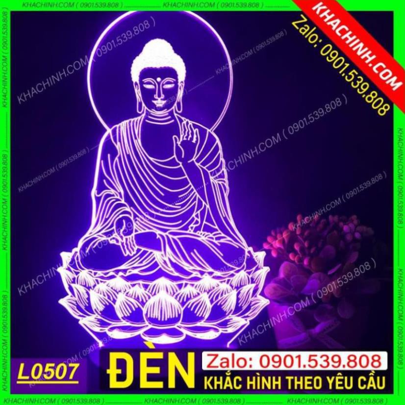 Đèn thờ hình Phật - đèn Phật Giáo để bàn thờ sáng đẹp khắc laser Mẫu L0507-L có Remote thay đổi 16 màu