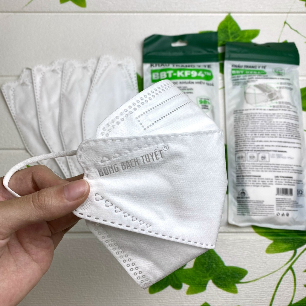 Khẩu trang BÔNG BẠCH TUYẾT KF94 4 LỚP trắng, đen 5 cái/ gói