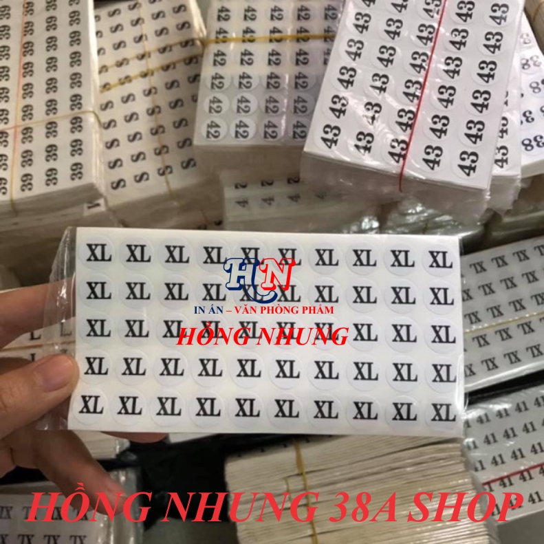 [Sale] 216 Decal Nhãn Tròn Dán Size Quần Áo [Hồng Nhung Shop]