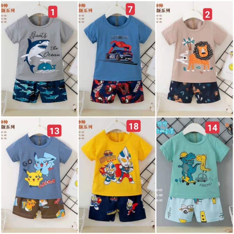 (CHỌN MẪU)16-24kg Bộ cotton xuất hàn hè cộc tay quảng châu cho bé trai 16-24kg