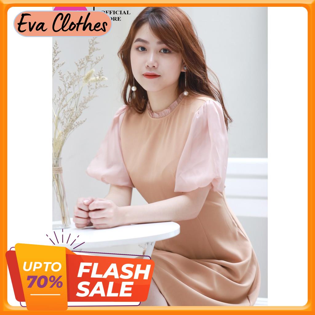 Váy dáng A cổ bèo tay voan Evaclothes