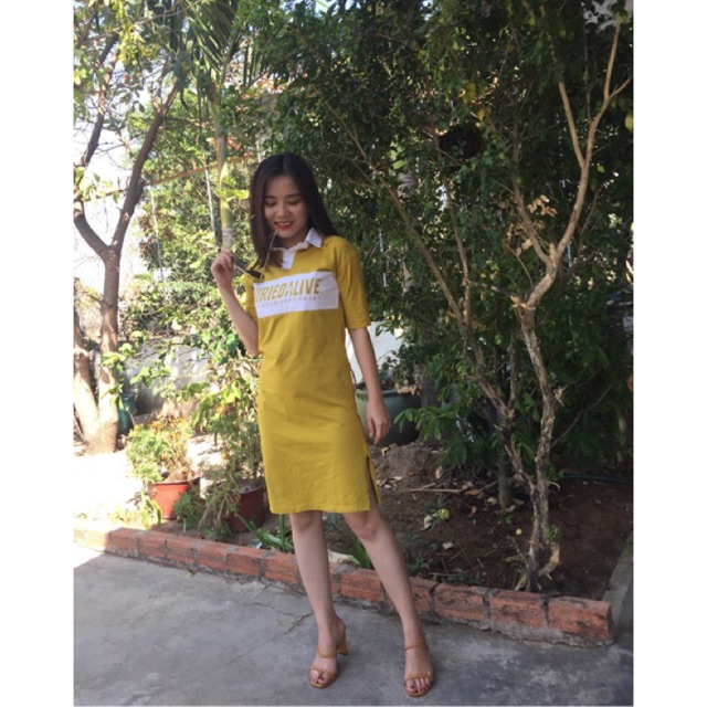 Thanh lý đầm thun vàng siêu xinh mới 98%