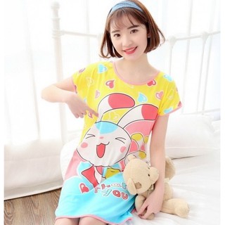 FREESHIP - Đầm ngủ freesize họa tiết hoạt hình đáng yêu hình Thỏ Thank You