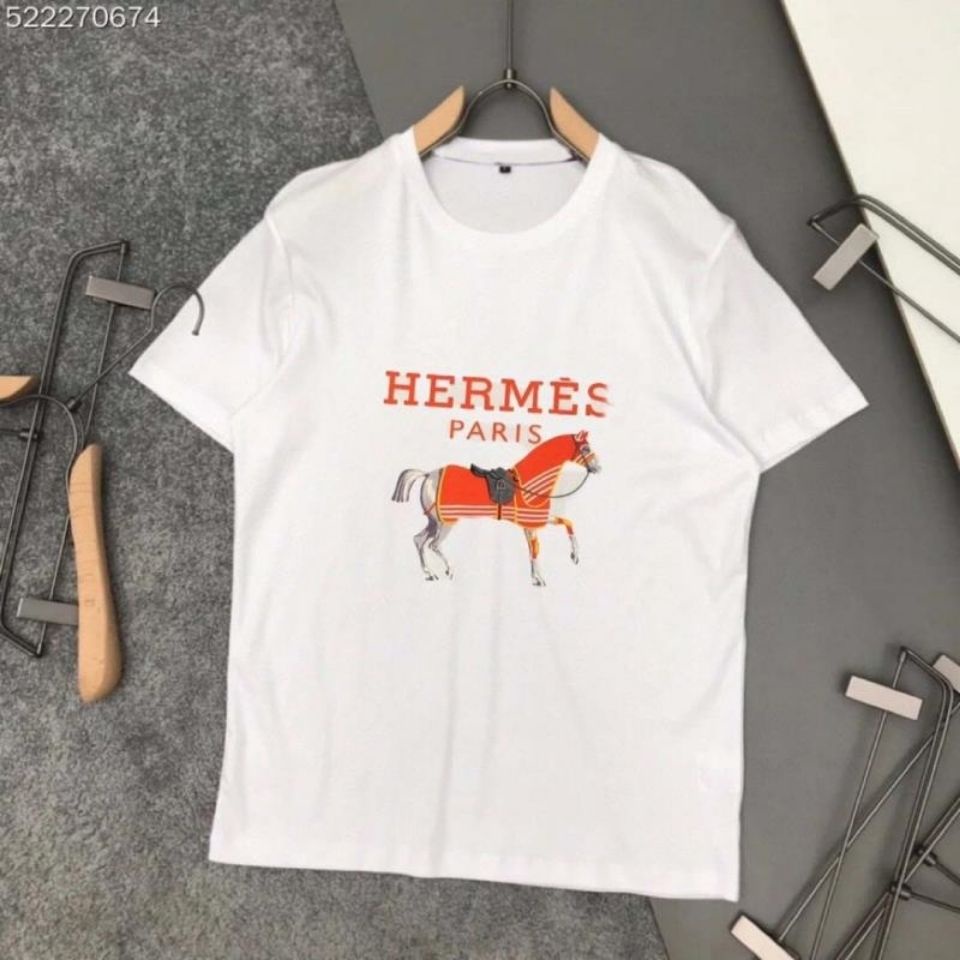 Áo Thun Tay Ngắn In logo Hermés/Châu Âu Thời Trang Xuân Hè Cho Cặp Đôi587985