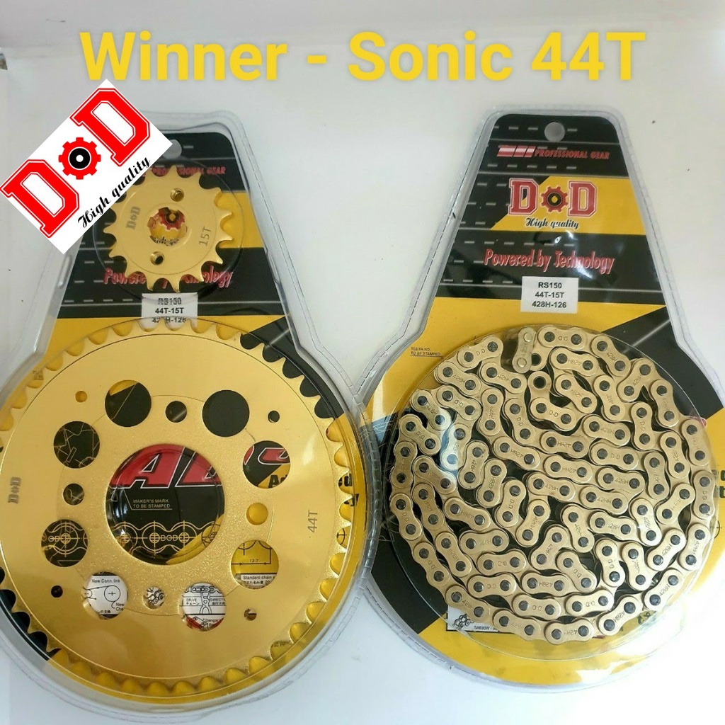 Nhông sên dĩa Winner Sonic 44T D.D vàng cao cấp
