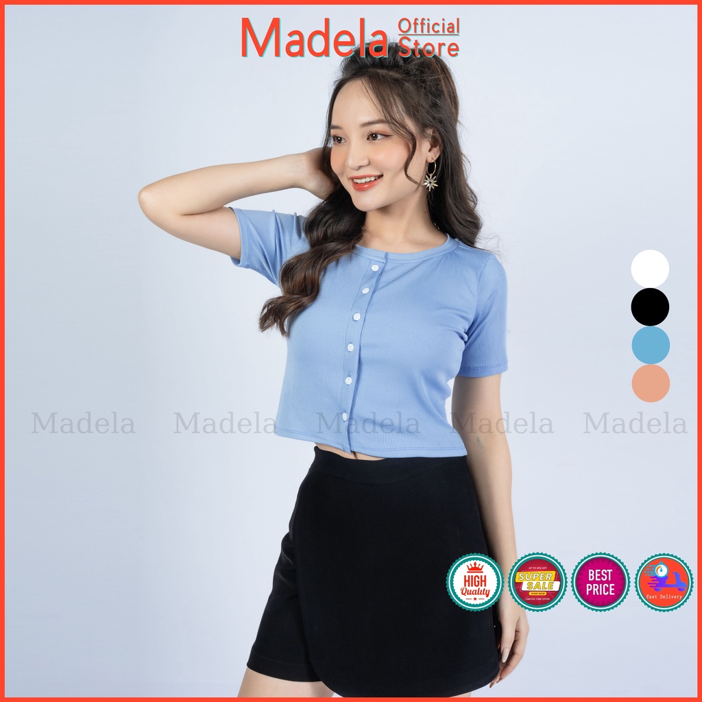 Áo Croptop Nữ Tay Ngắn Dáng Ôm Khóa Cúc, áo thun nữ ngắn tay, Croptop Nữ Tay Ngắn phong cách Ulzzang