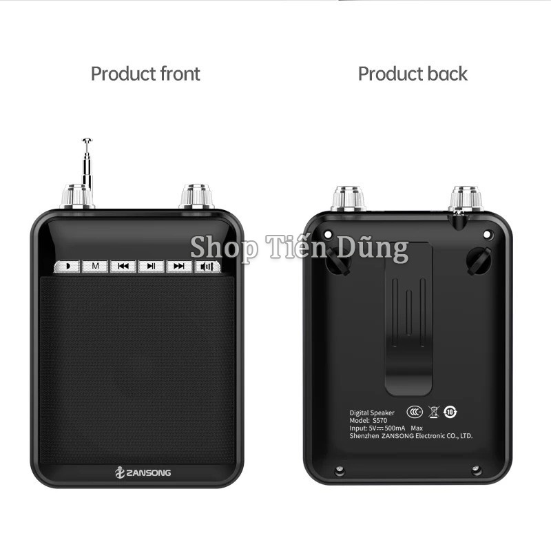 Máy Trợ Giảng Không Dây Zansong S570 Có 1 Micro Không Dây Hỗ Trợ USB, thẻ nhớ TF, Đài Radio FM Giọng Nói Chân Thật