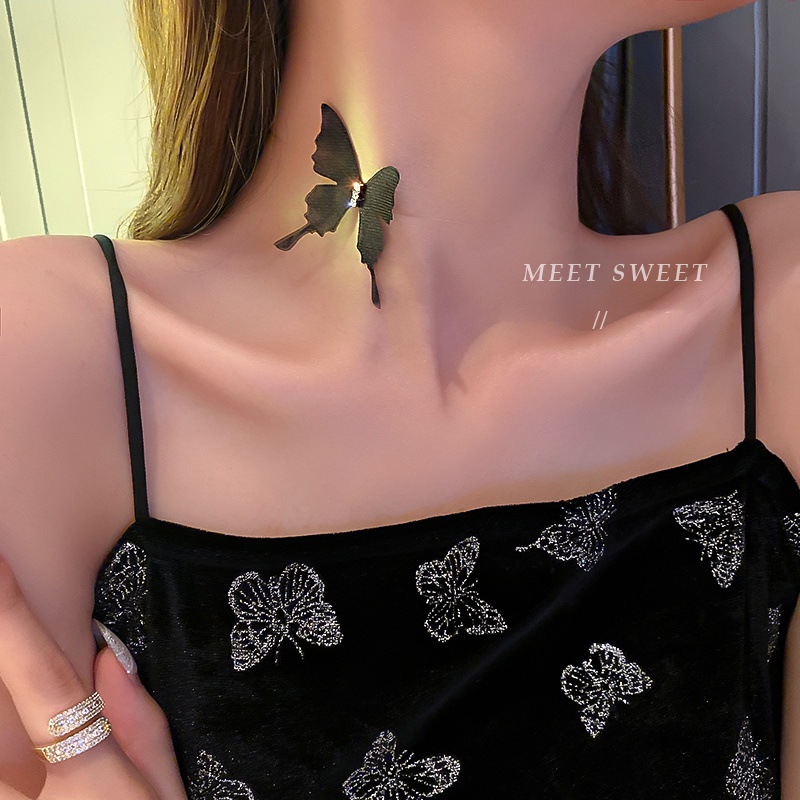 Vòng Cổ Choker Mặt Hình Bướm Xinh Xắn Thời Trang Cho Nữ