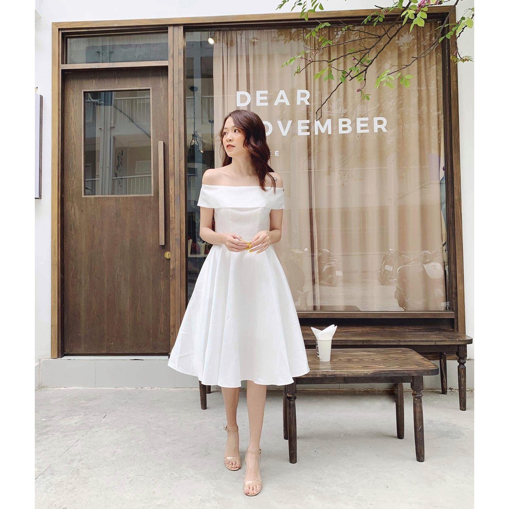 Đầm dự tiệc phi bóng trễ vai dáng xòe cực duyên dáng - Leona dress