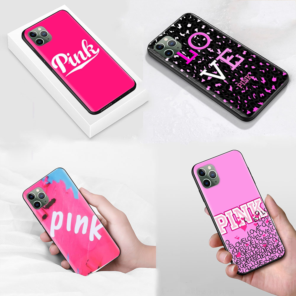 Ốp lưng silicon mềm màu hồng S-128 Tương thích với iPhone 14 Pro 15 Plus 13 12 Max