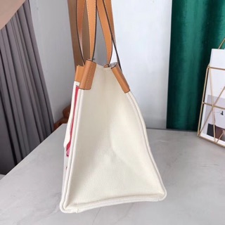 Túi Coach tote vải phối bố