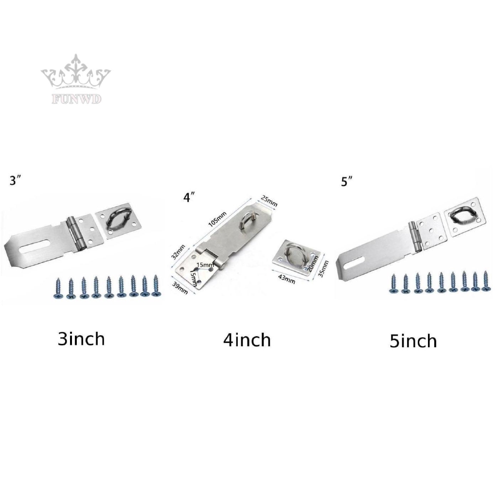 Chốt Cửa Thép Không Gỉ Bền Chống Trộm 3 / 4 / 5 Inch