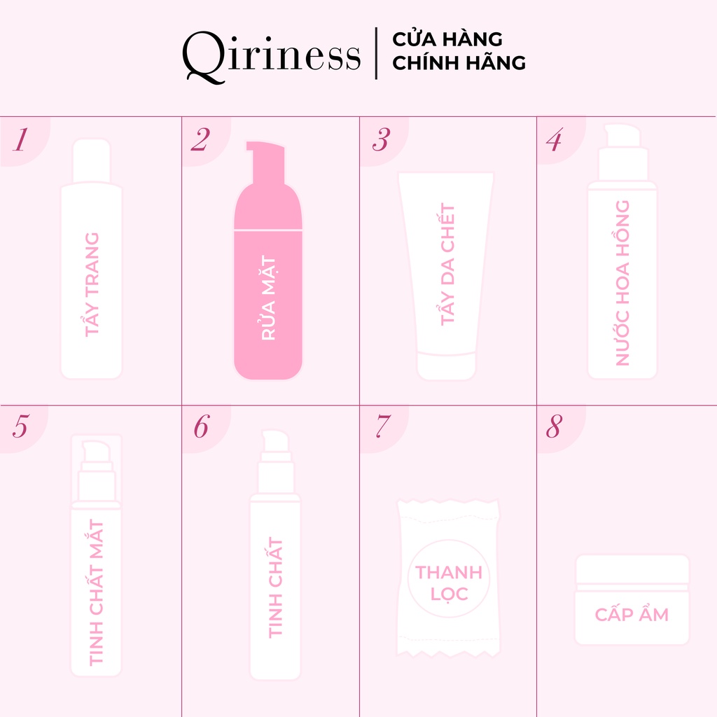 Bọt rửa mặt dịu nhẹ kiềm dầu Qiriness Divine Mousse 125ml