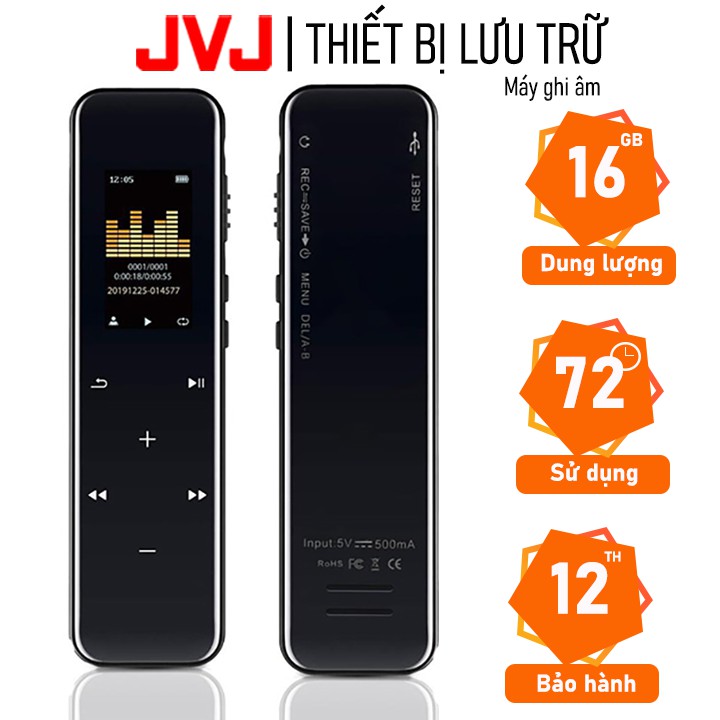 Máy ghi âm chuyên nghiệp JVJ J115 16Gb chất lượng cao chính hãng - nhỏ gọn tiện lợi hỗ trợ lọc âm cực tốt Bh 12T