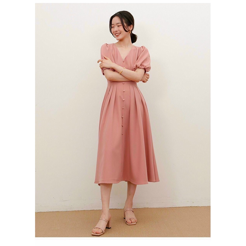 Đầm công sở dáng suông dài thanh lịch có may túi 2 bên , có dây thắt eo Chic.Store