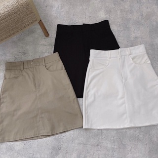 Chân váy Kaki form chữ A basic đen nude trắng (ảnh thật)