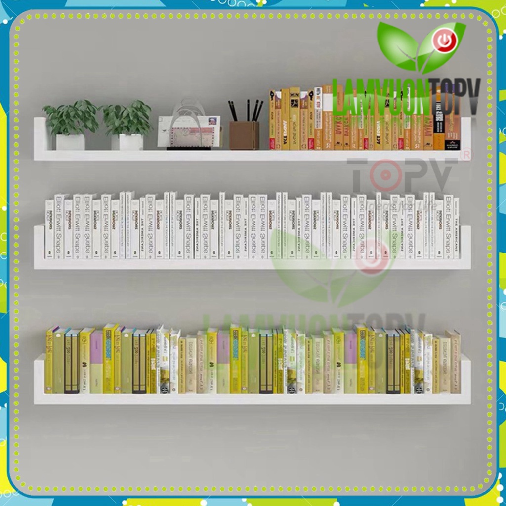 Kệ sách treo tường kiêm kệ decor chữ U TopV giá sách gỗ cho bé nhỏ mini giá rẻ trắng Làm vườn TopV