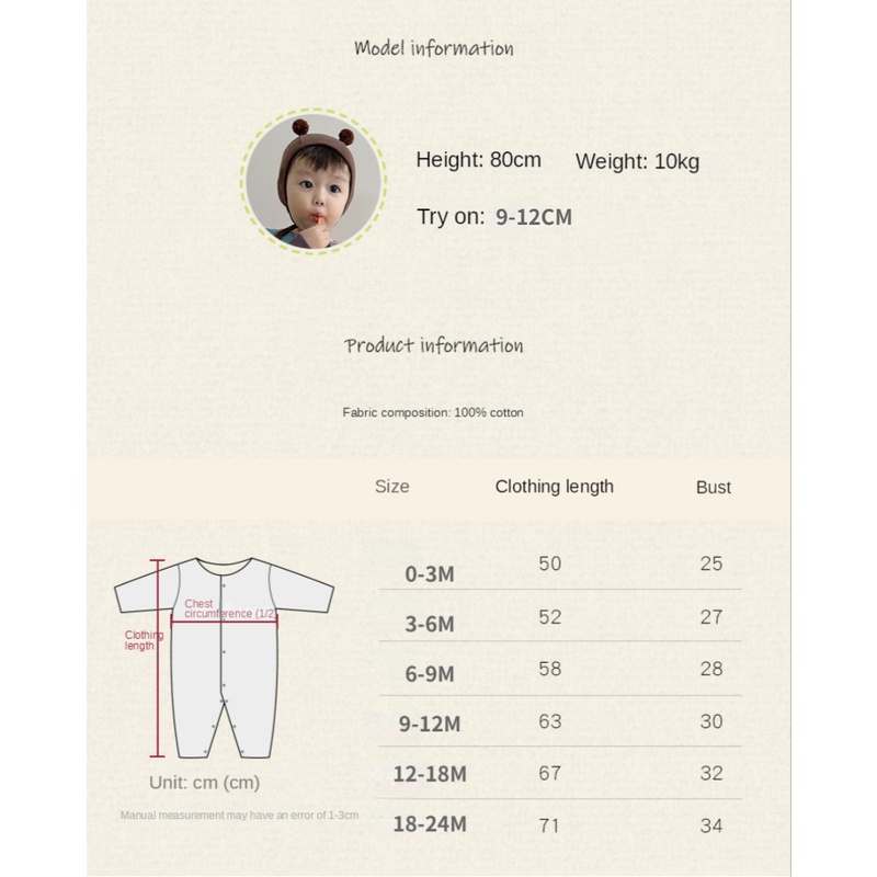 Bộ Áo Liền Quần Tay Dài Bằng Vải Cotton In Hoạt Hình Dành Cho Bé Trai Gái 0-24 Tháng Tuổi