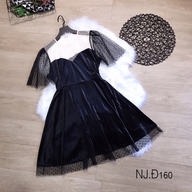 Đầm Nhung Cánh Tiên Lưới Bi Bigsize