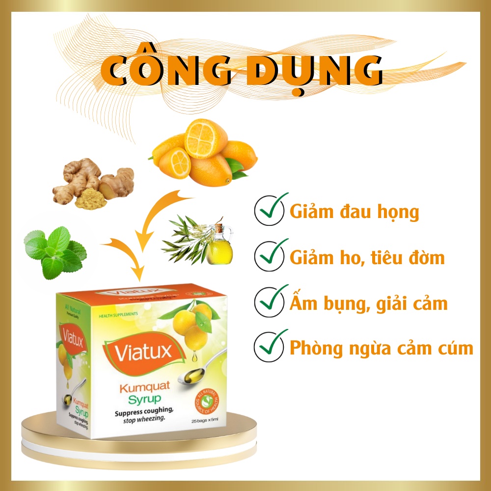 Combo 3 Hộp Kẹo Ngậm Giảm Ho Rát Họng Vietnat Gừng 30 Viên - Siro Tắc Viatux 25 Gói - Viacol Plus 20 Viên
