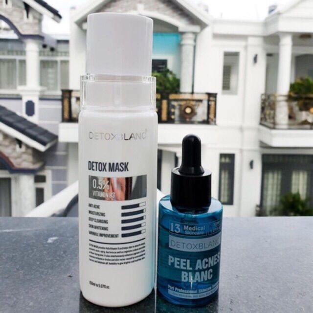 Combo serum mụn và mặt nạ thải độc Detox Blanc