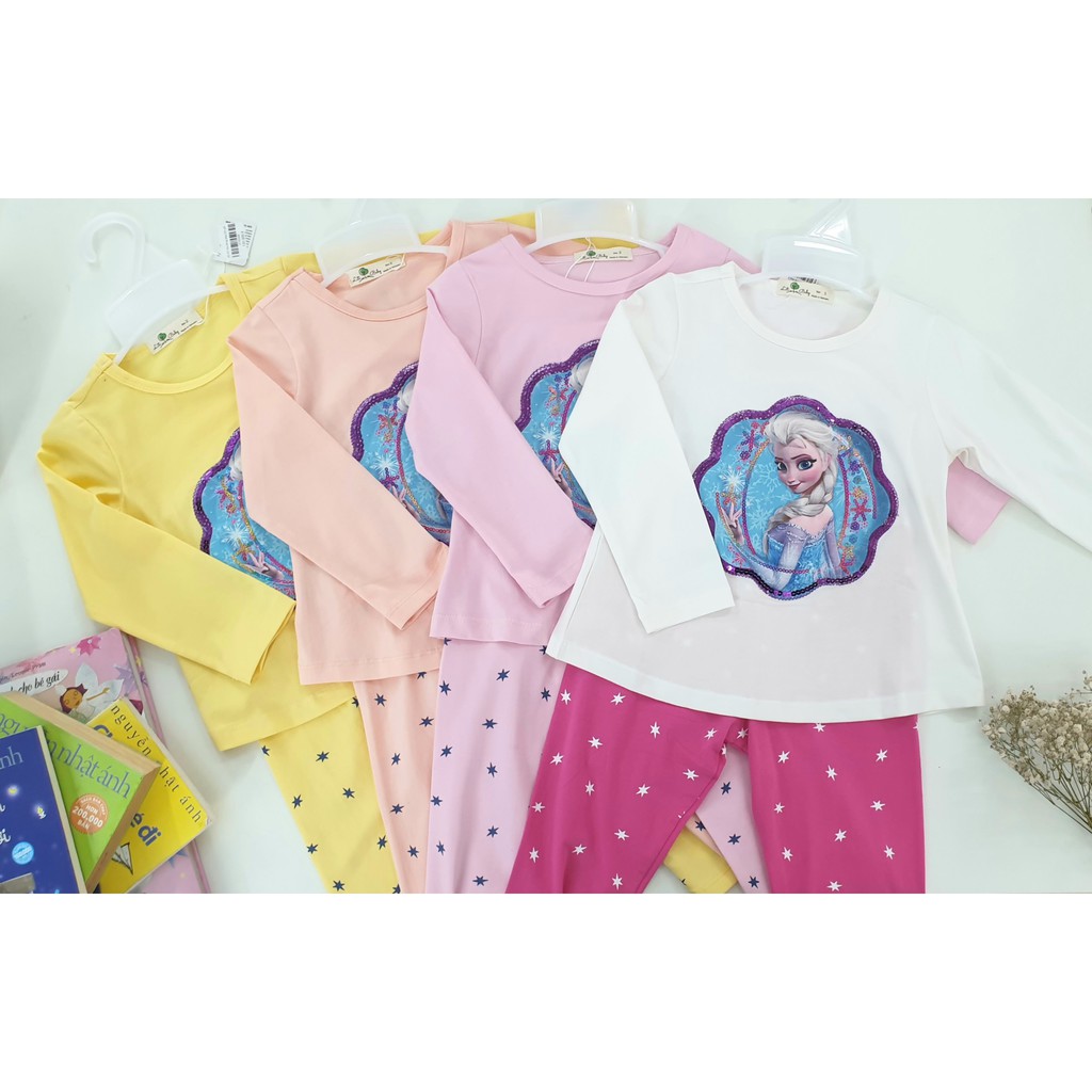 Bộ thu đông bé gái đính kim sa in hình Elsa có size cho bé từ 2-8 tuổi. Mã VT00426
