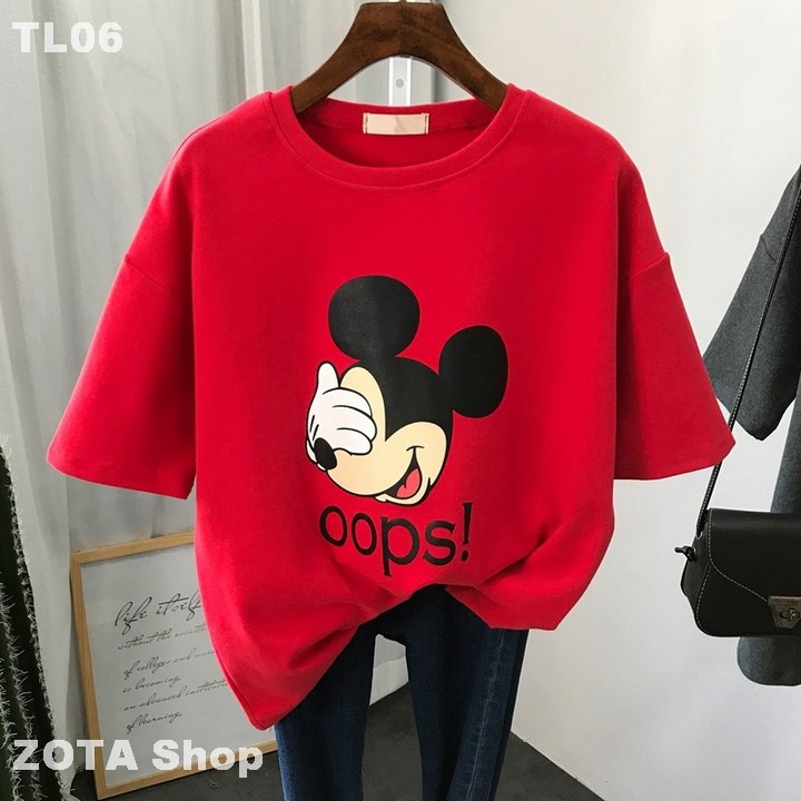 [Mã FASHIONT4WA2 giảm 10K đơn 50K] [Ảnh Thật + Video] Áo thun nữ tay lỡ Áo thun nữ in hình chuột Micky - TL06