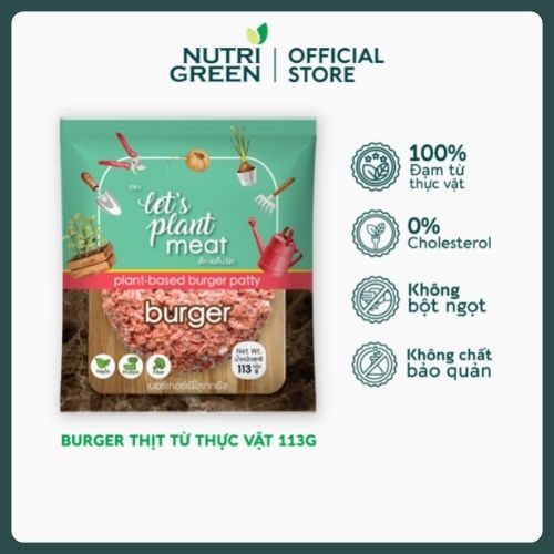 Nhân burger chay từ thịt thực vật bổ sung protein thực vật cho người ăn chay healthy và eat clean Nutrigreen Food 113g