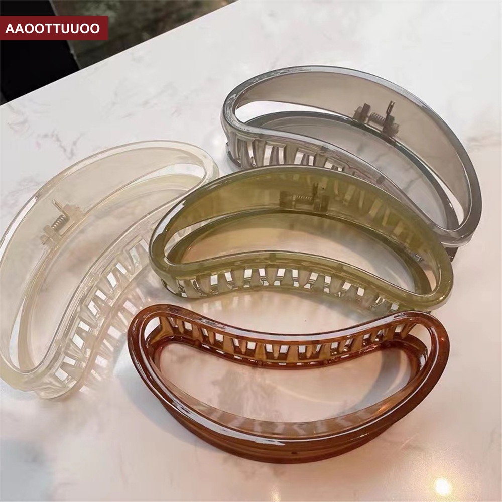 Kẹp Tóc Nửa Vòng Tròn Rỗng Ngoại Cỡ Hàn Quốc Jello Khay Kẹp Tóc Lớn