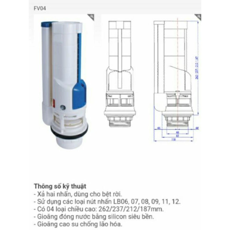 BỘ XẢ BỒN CẦU 2 NHẤN KÉT RỜI VS0403