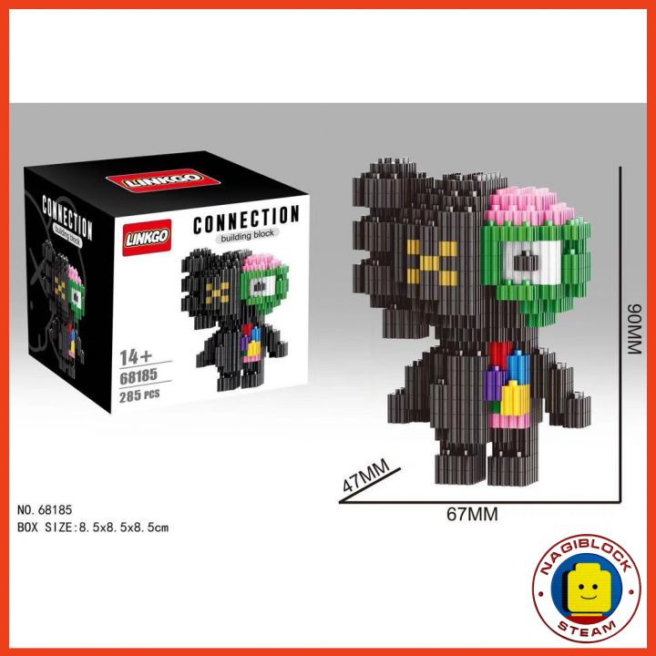 Bộ đồ chơi lắp ráp xếp hình KAWS 3D nanoblock Linkgo 68113-68185