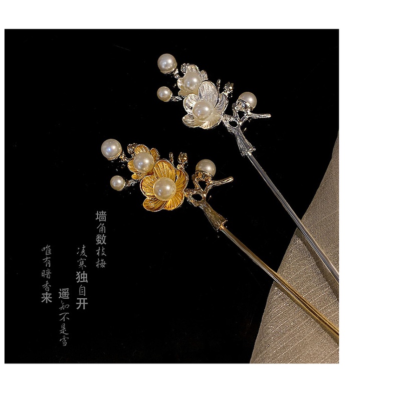 Kẹp Tóc Hình Hoa Đính Ngọc Trai Phong Cách Hanfu Cổ Điển