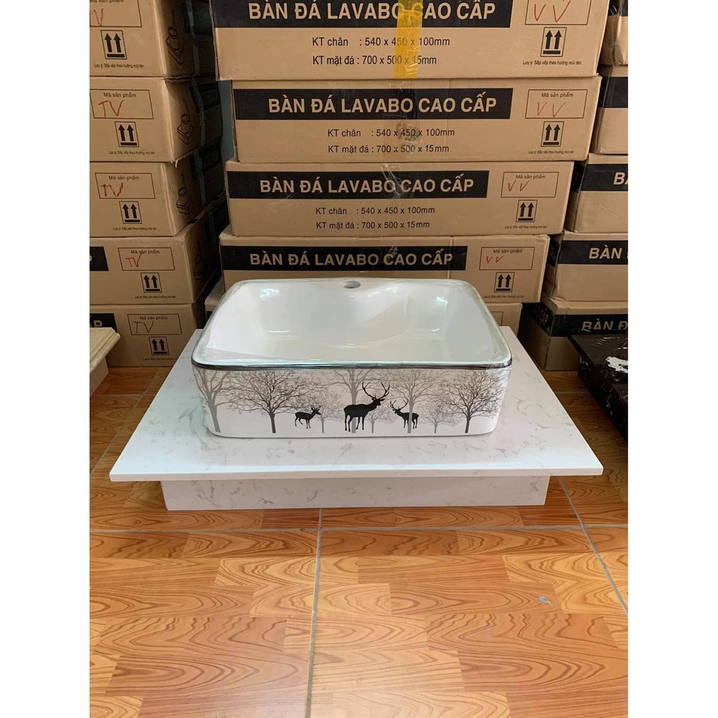Bàn đá Lavabo hai màu đen và trắng cao cấp | BigBuy360 - bigbuy360.vn