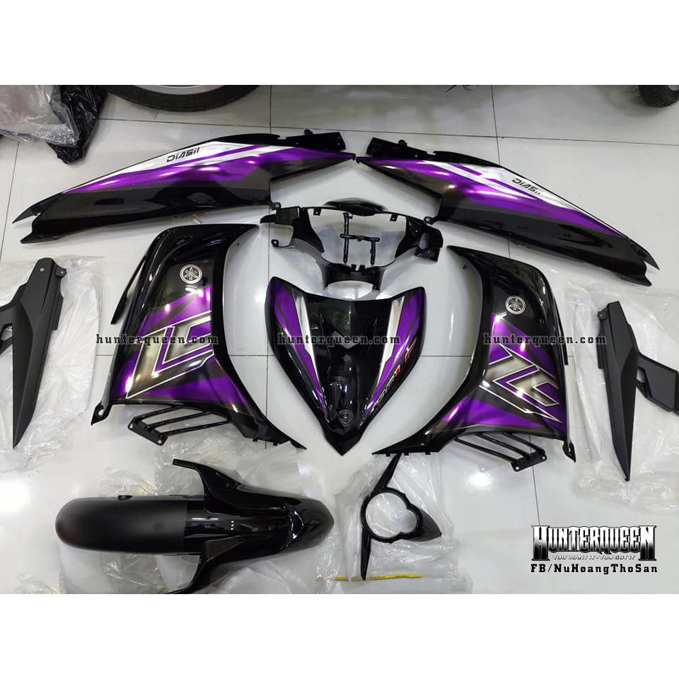 Tem rời Exciter 2011 - Chất liệu candy - LC 2017 đen tím - Tùy chỉnh theo yêu cầu